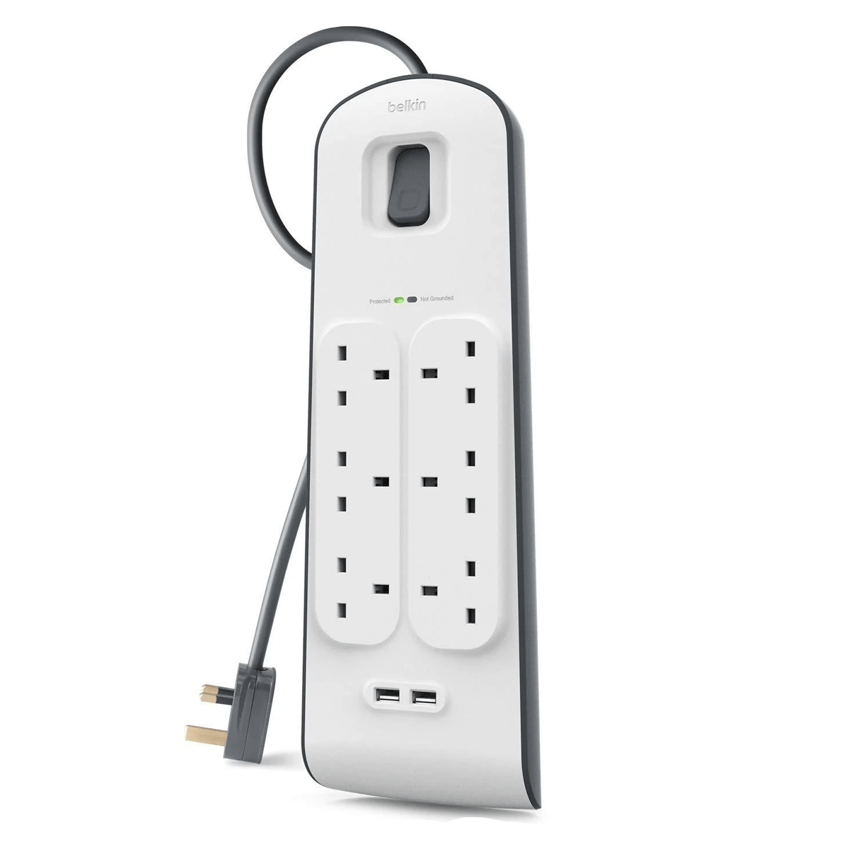 Belkin 6 Outlet Surge Protection Extension Lead, with x2 USB 2.4 Amp Ports