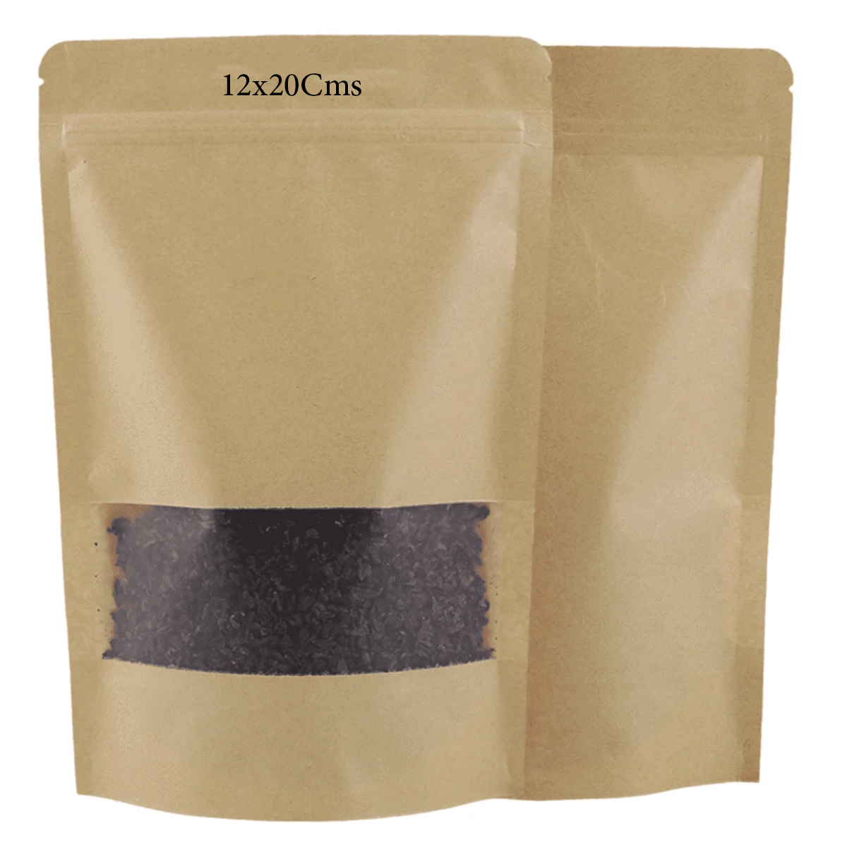 Kraft Paper Pouch with Zip Lock Sealing & Window (PACK OF 50 PCS)