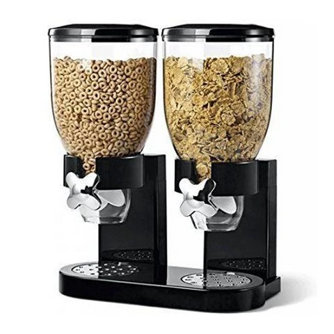 Dry Food Cereal Dispenser Dual Control - Black