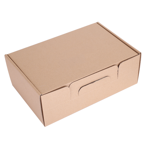 Medium Corrugated Brown Kraft Boxes with Handle  35x25x10 Cm (10Pc Pack) - WILLOW