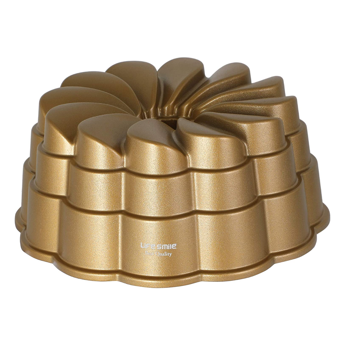 Bundt pan Petal Flower Shaped | Aluminium Cake Mold | Non Stick cake pan | Gold (Size: 24CM x 24CM x 10CM)- LIFE SMILE