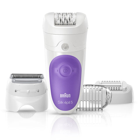 Braun Silk-épil 5 5-541 – Wet & Dry Cordless Epilator with 5 extras including a shaver head and a trimmer cap
