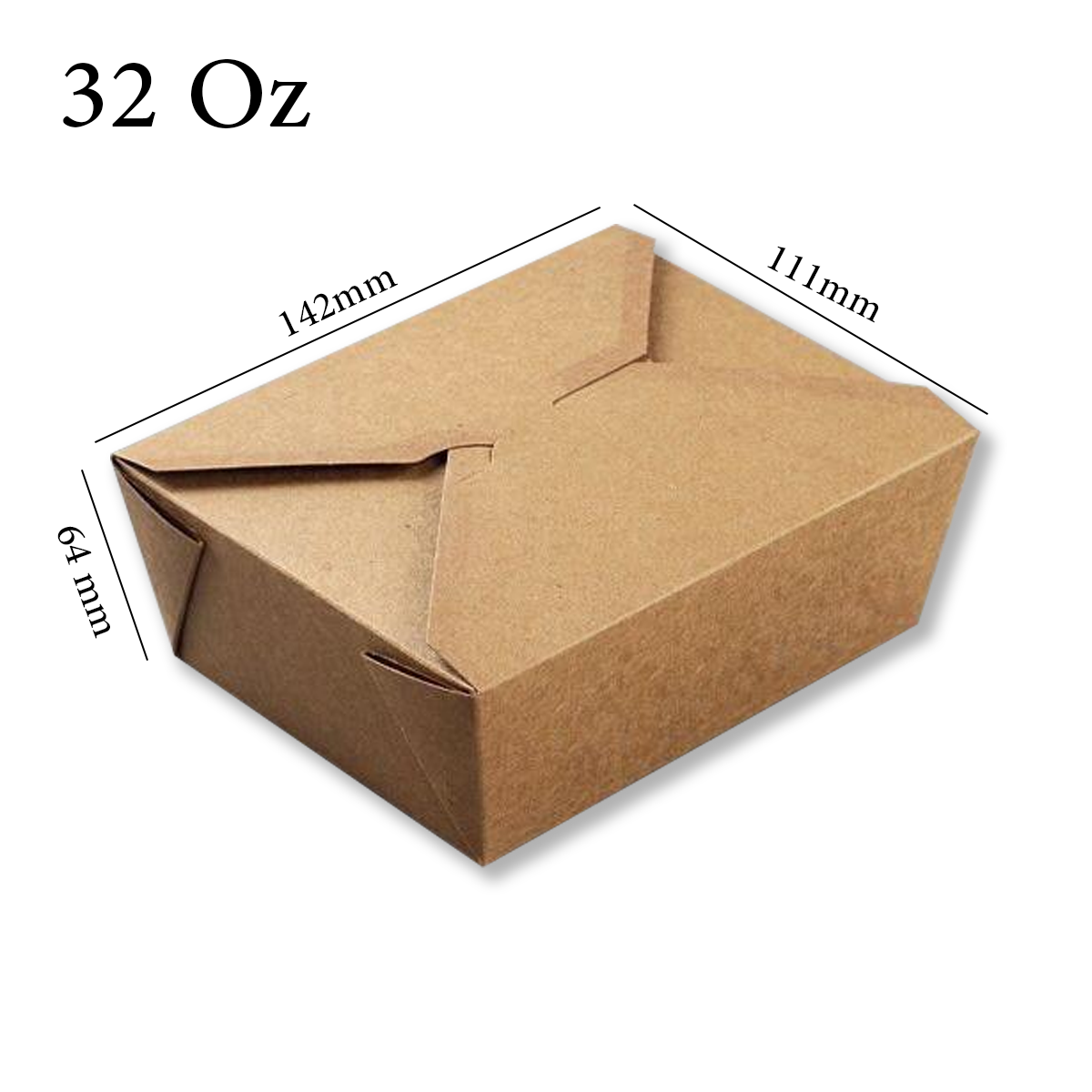 300 Pcs  Kraft PE Takeaway Boxes  (22oz) - Willow