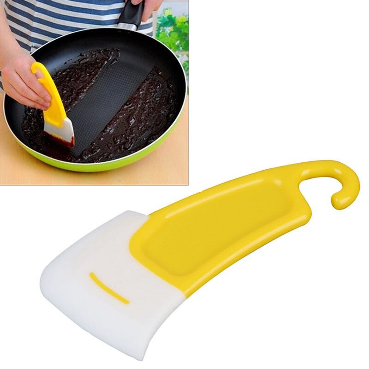 Non-stick Frying Pan Scraper Silicone Kitchen Brush Tool Pastry Spatulas Cleaning Brush