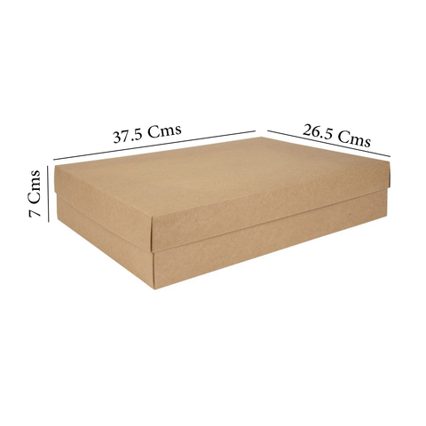 Willow Cardboard Gift Box with Lids, for Clothes, 12Pc Pack Size 37.5x26.5x7Cms - Brown Kraft