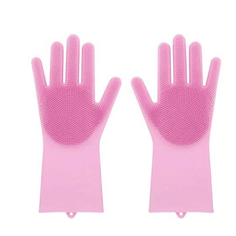 Magic Reusable Silicone gloves with Wash Scrubber Heat Resistant for Cleaning