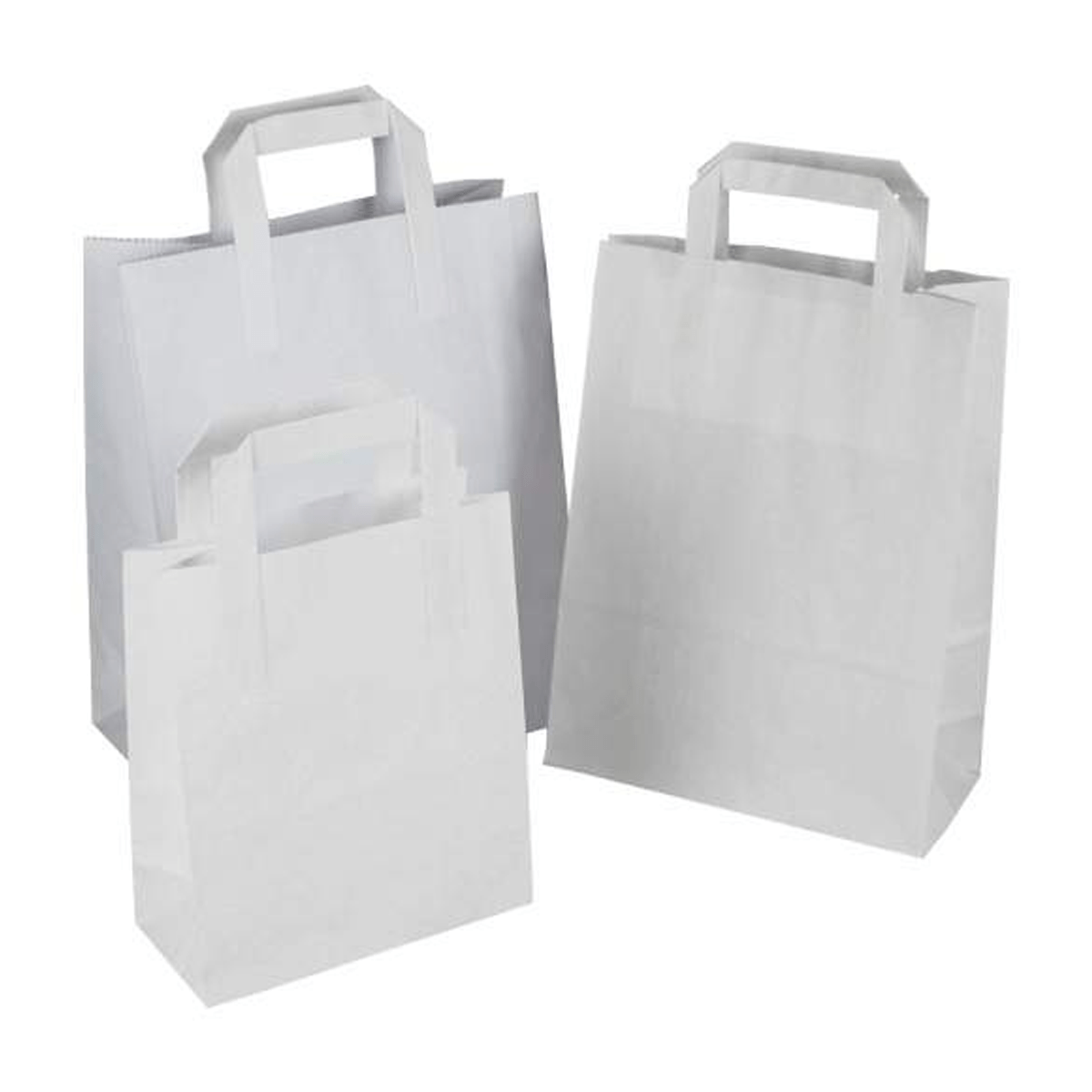 Flat Handle Brown / White  Kraft Paper  Bags with 4Col Print for Restaurants (100gsm) 10000Pcs
