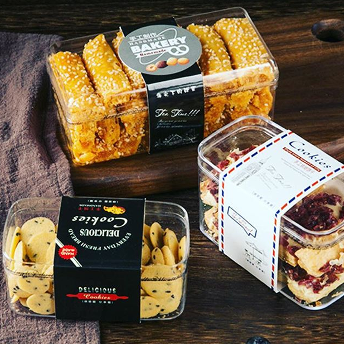 Plastic Food Grade PS Clear Cake DIY Cookies Box Biscuit Packing 50pcs/ Pack 12*6.3*5cm