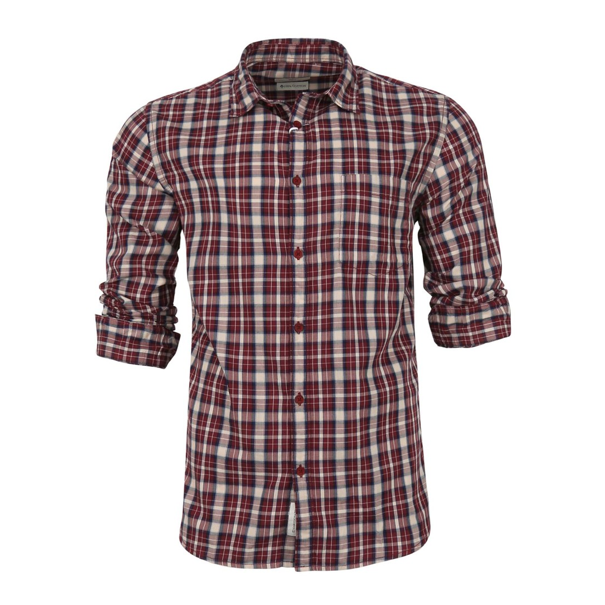 Men's Casual Shirt Long Sleeve 347922 Maroon - Marco Donateli