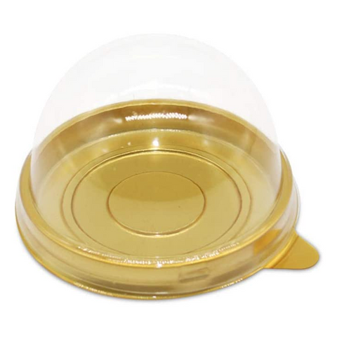 50 pcs Plastic Round Cake Boxes with Transparent Dome  for Mooncake Cake Cheese (Black Tray)