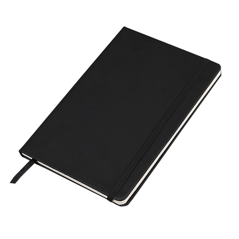 Olmecs PU Soft Leather Covered Notebook With Elastic Strap - Black