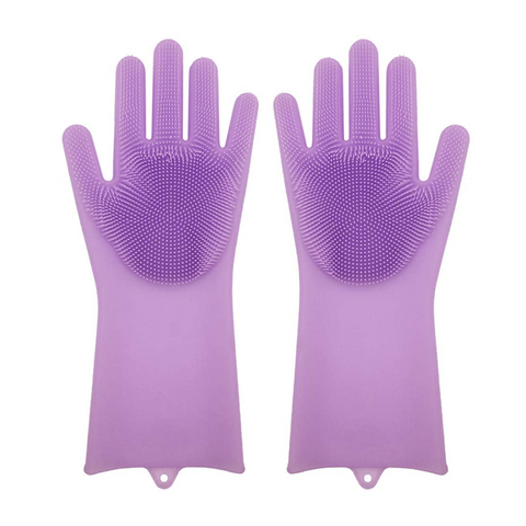 Magic Reusable Silicone gloves with Wash Scrubber Heat Resistant for Cleaning