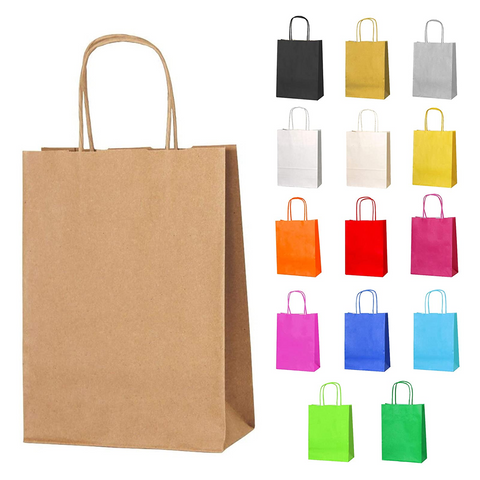 12pc Kraft Paper bags with twisted paper handle Size : 26x21x11cm Light Blue - Willow
