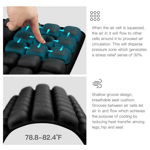 Inflatable Air Seat Cushion, Non-Slip Comfort Chair Pad Coccyx Cushion for Office Chair - INNERNEED