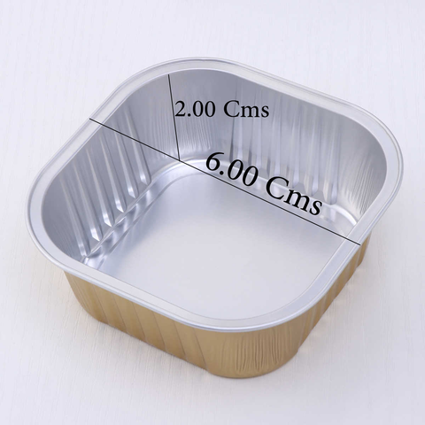 25Pcs Square Foil Cup with Snap-on Plastic Lids (9x2.5Cms) Gold - WILLOW
