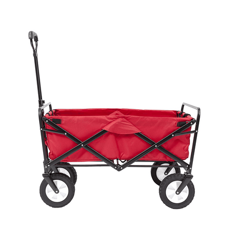 Folding camping multi-function shopping cart, red color shopping trolley - SquareDubai