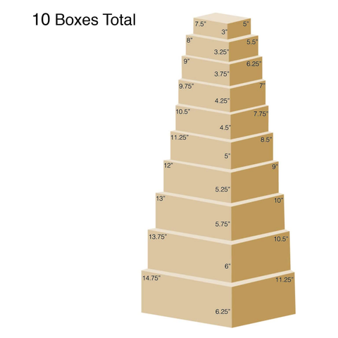 10Pcs Brown Gift Boxes Set, Cardboard Rectangle Storage Organizer Florist Rose Box, Rigid Lid Durable Reusable (Brown) - Willow