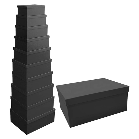 10Pcs Black Gift Boxes Set, Cardboard Rectangle Storage Organizer Florist Rose Box, Rigid Lid Durable Reusable (Black) - Willow