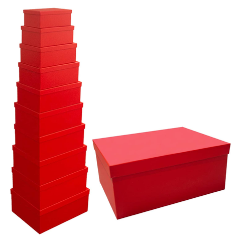 10Pcs Red Gift Boxes Set, Cardboard Rectangle Storage Organizer Florist Rose Box, Rigid Lid Durable Reusable (Red) - Willow