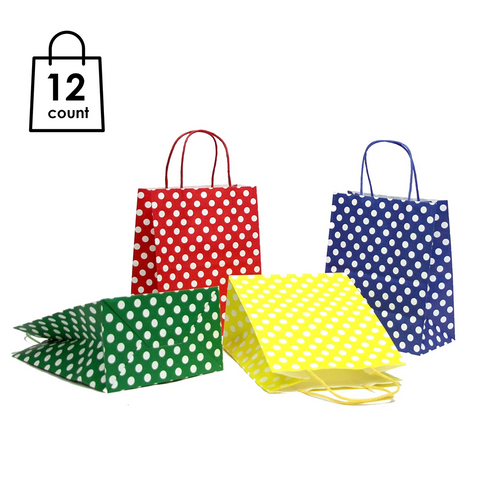Purple Polka DOT Biodegradable, Food Safe Ink & Paper, Premium Quality  Kraft Bag 21x15x8cm (12 Pc Pack)