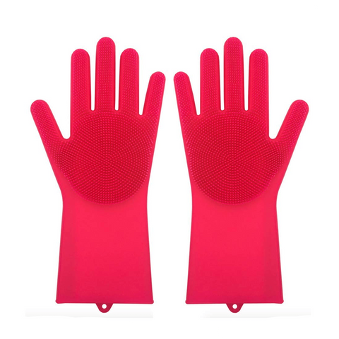Magic Reusable Silicone gloves with Wash Scrubber Heat Resistant for Cleaning