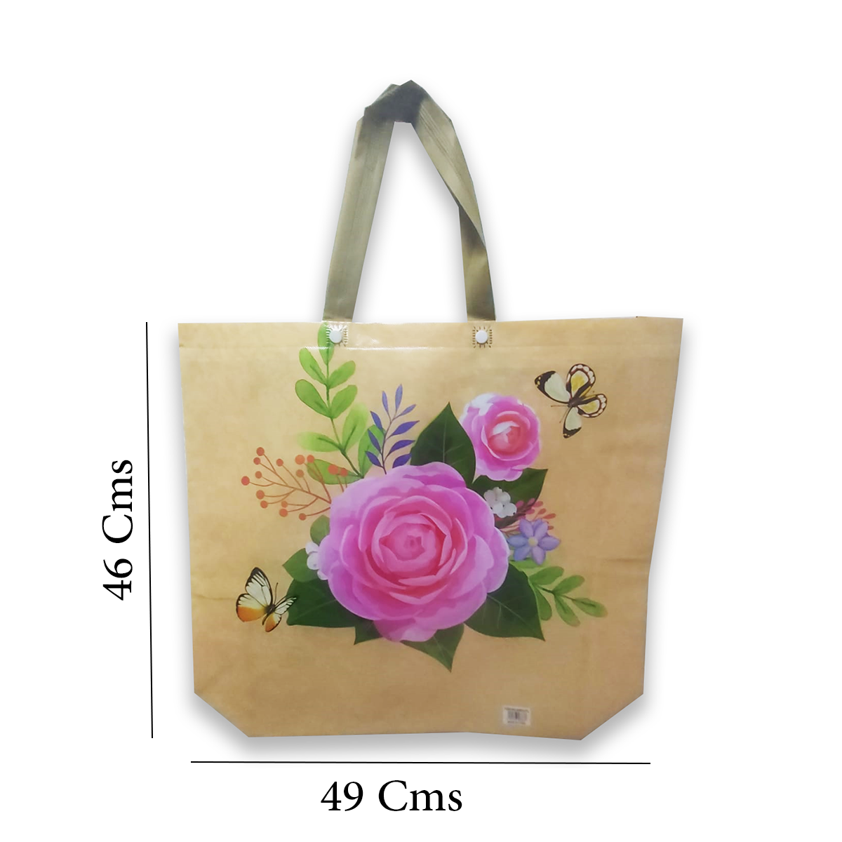 Set of 12 Floral Reusable RPET Grocery Tote Shopping Bags Heavy Duty & Water Resistant 48x46x12Cms - WILLOW