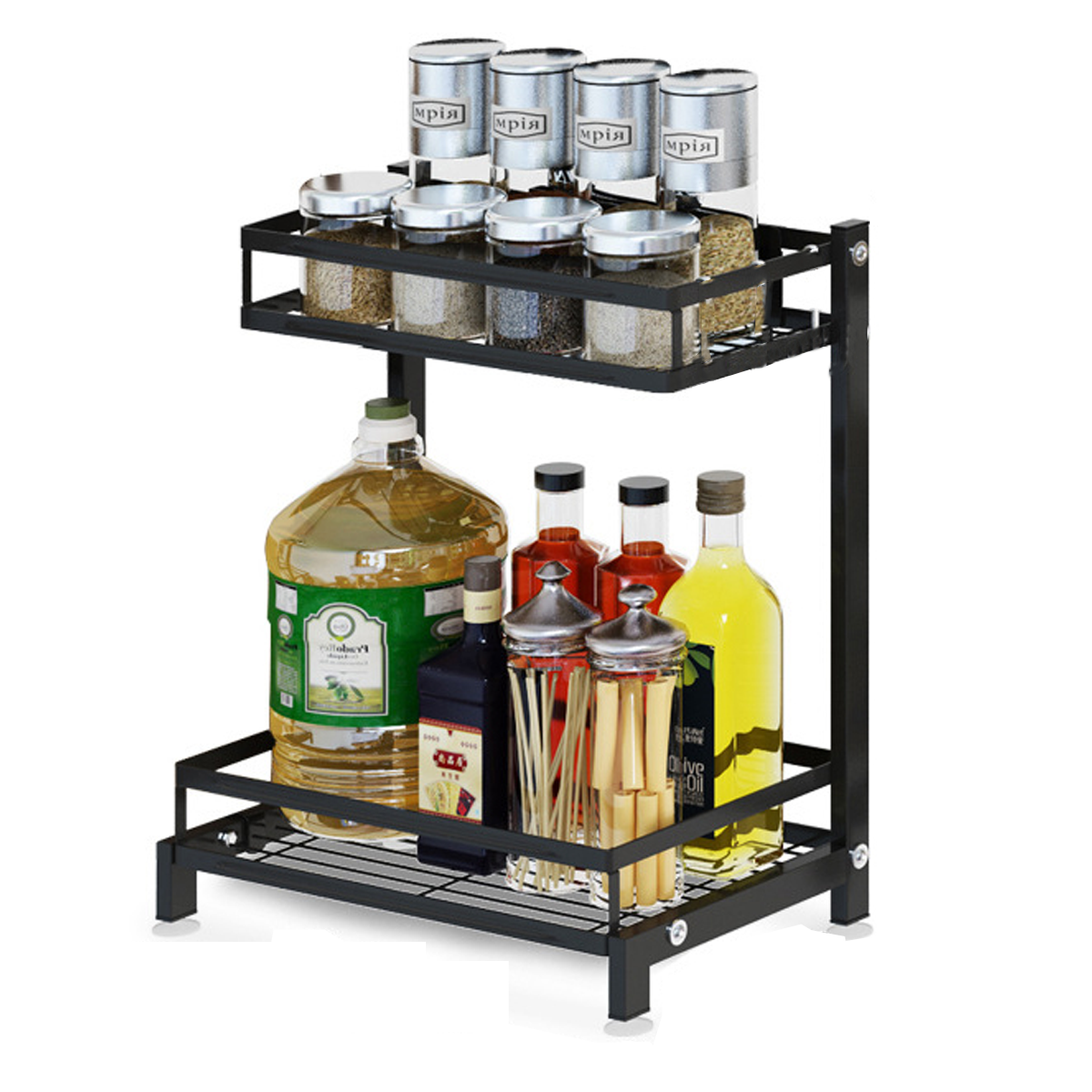 2-level Multi-Function Storage Rack - Black - MJ4032 – Emaratshop