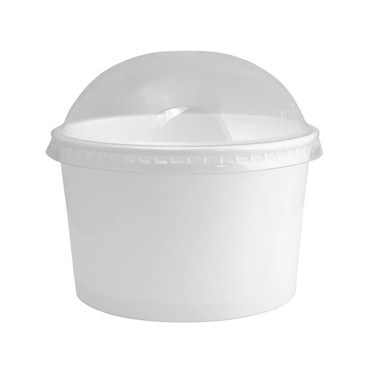 White Kraft Paper Cup with Cover for Ice Cream / Soup / Dessert Cake Party Tableware Bowl 50 pcs / Pack
