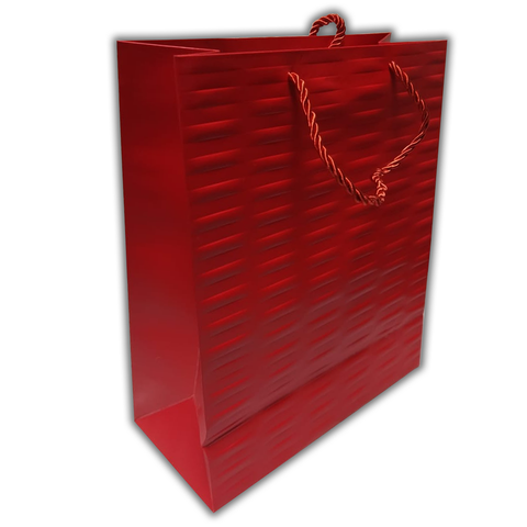 Embossed Design Luxury RED Paper Gift Bags with Rope Handle (Set of 12Pcs)  Size (32x26x12 Cms) - Willow