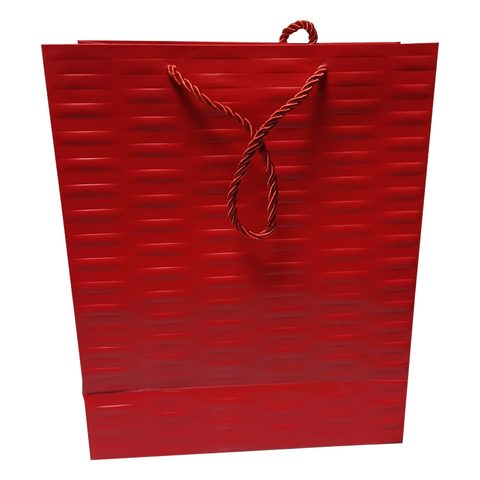 Embossed Design Luxury RED Paper Gift Bags with Rope Handle (Set of 12Pcs)  Size (32x26x12 Cms) - Willow