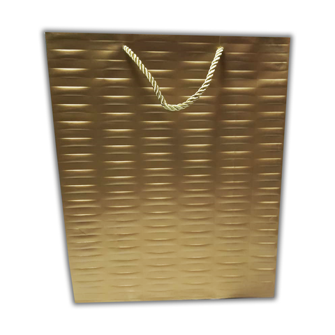 Embossed Design Luxury GOLD Paper Gift Bags with Rope Handle (Set of 12Pcs)  Size (32x26x12 Cms) - Willow