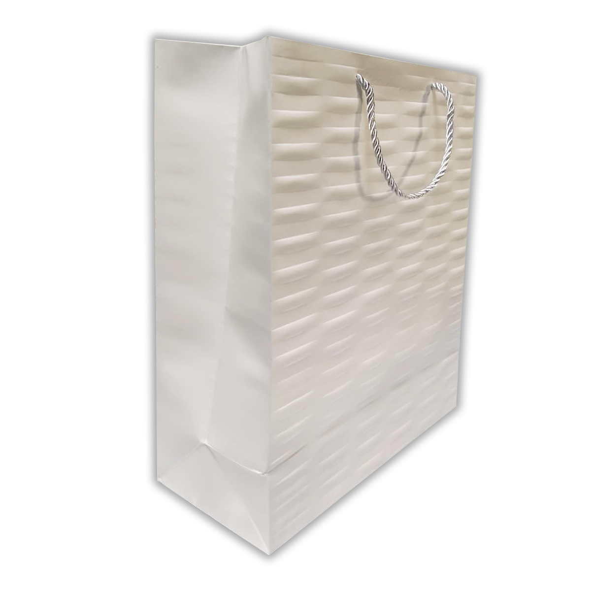 Embossed Design Luxury WHITE Paper Gift Bags with Rope Handle (Set of 12Pcs)  Size (32x26x12 Cms) - Willow