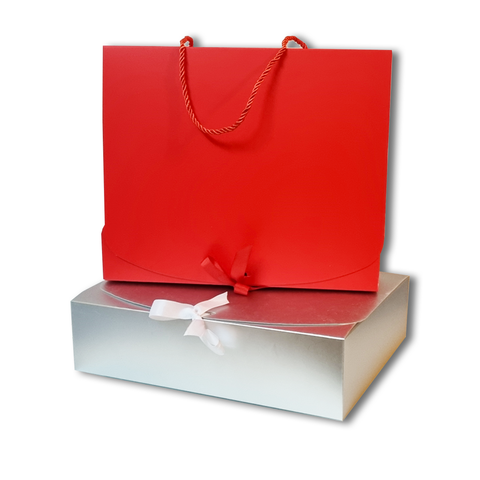 Silk Ribbon Closure Design RED Kraft Gift boxes (31x28x8Cms) 10Pc Pack - WILLOW