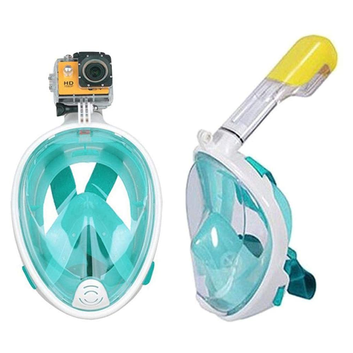 Anti fog Detachable dry Snorkeling Full Face Mask set Scuba Diving mask - Mint