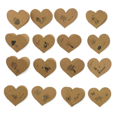 Heart Shaped Thankyou Card 96 Cards 16 Designs x 6 Pcs lot