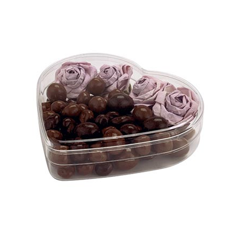 6 Clear Plastic Acrylic Heart Shape Box For  candy 10x3.00 Cms