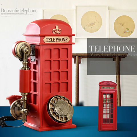 Retro Landline Phone Antique Fixed Telephone - Red