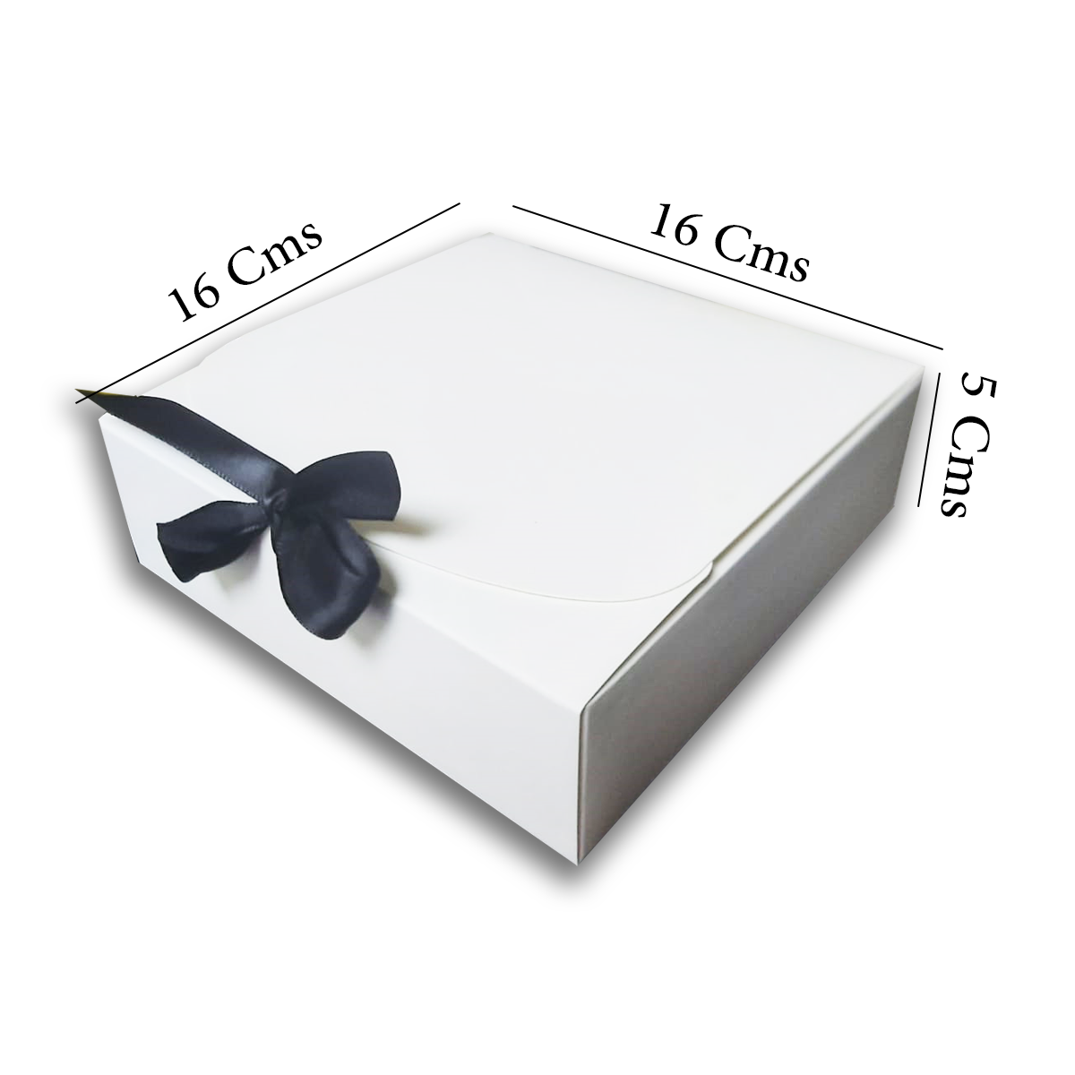 Small Silk Ribbon Closure Design BROWN Kraft Gift boxes (16x16x5Cms) 12Pc Pack - White