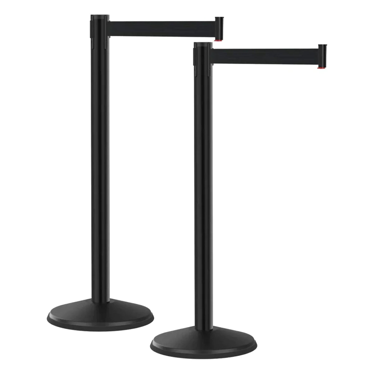 Crowd Control Barriers with Retractable Belt Stanchion  Pole For Crowd Control Silver/Black (Set of 2)