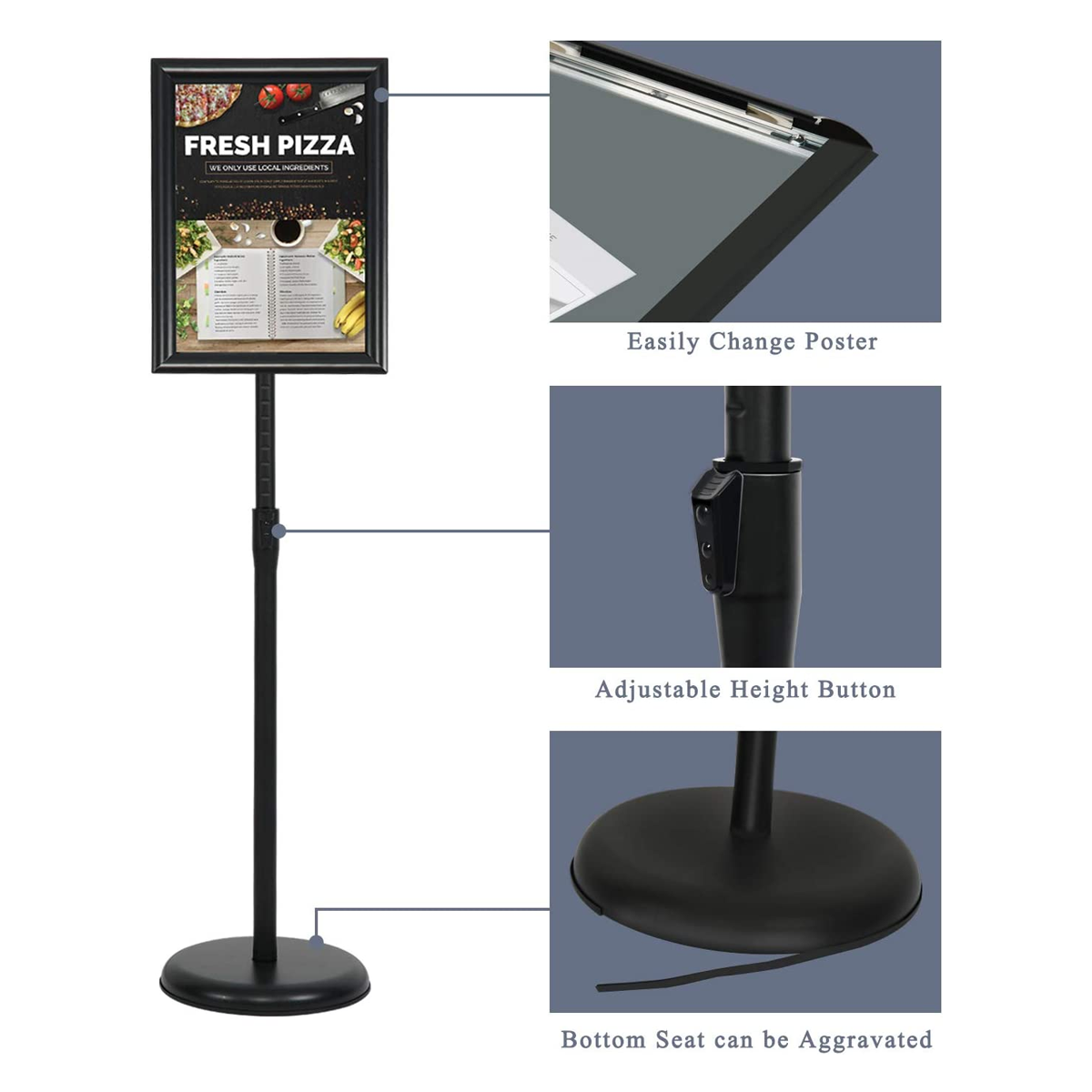 Olmecs Adjustable Pedestal Poster Stand Aluminum Snap Open Frame for –  Emaratshop
