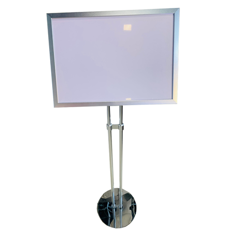 Olmecs Poster Stand Silver With Dual Pole & Aluminium Snap Frame A4