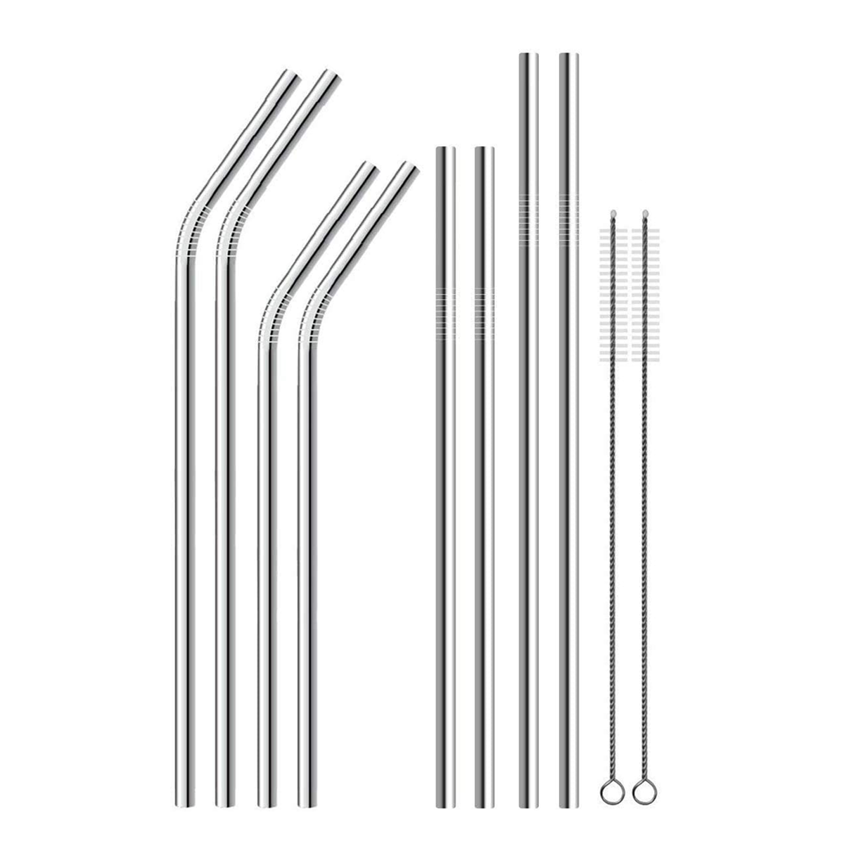 2 Packs of Metal Straws 3 Different Styles with Cleaning Tool in Each Set - Chengfa