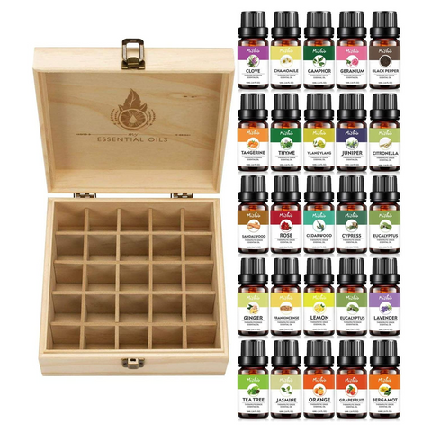 25pcs 10ml Natural Aromatherapy Essential Oil Set With Wooden Storage Gift Box