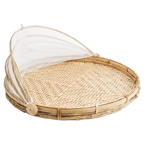Bamboo Food Tray with Retractable Cover - SquareDubai