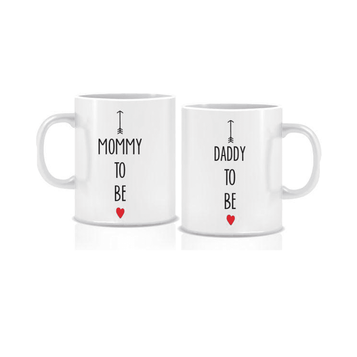 SQUARE - Mommy Daddy to be - 2 White Ceramic Mugs