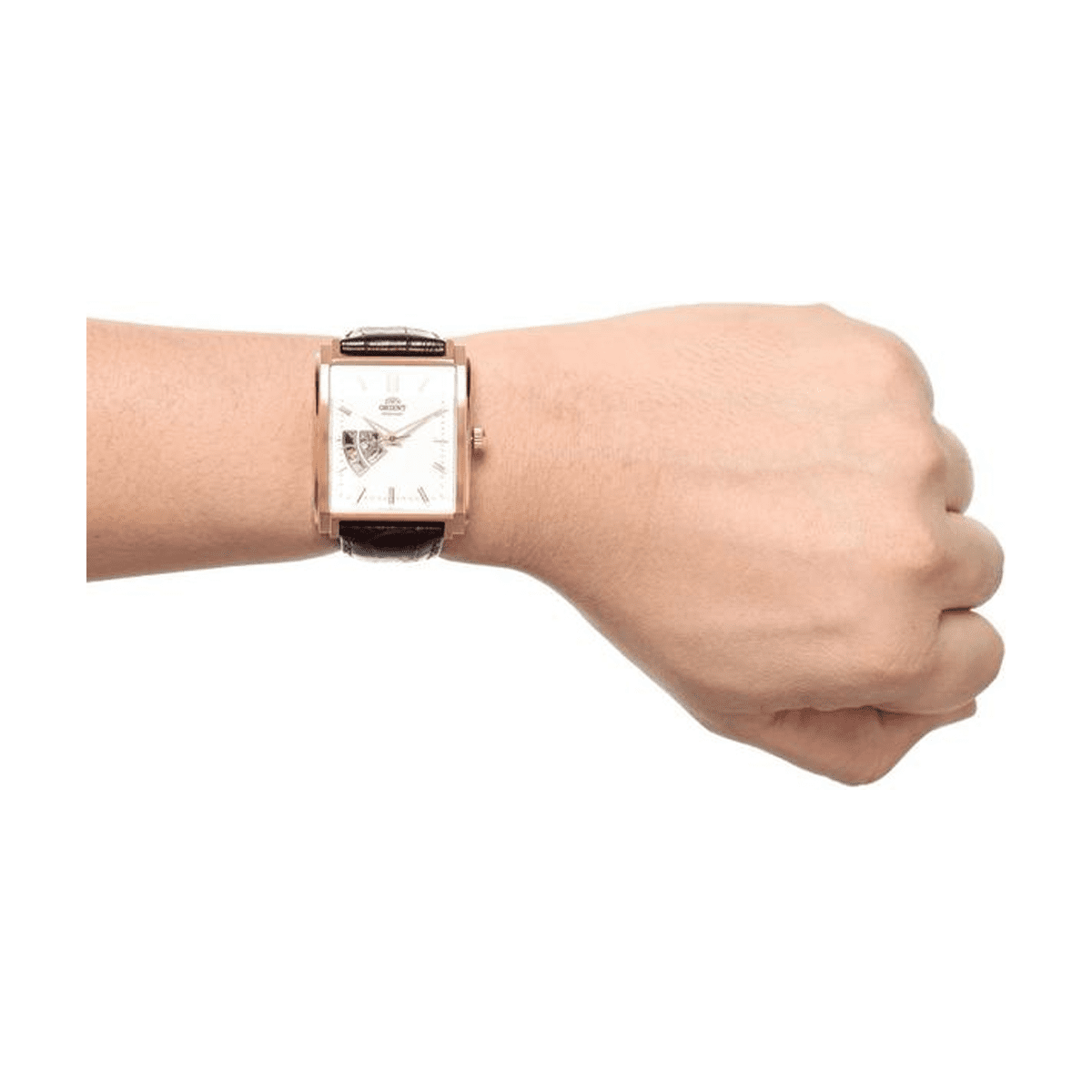 Buy Orient Rose Gold Plated Automatic White Dial Leather Band