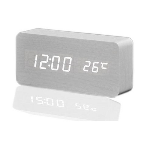 Fashion digital white LED wooden clock white mx1292 - SquareDubai