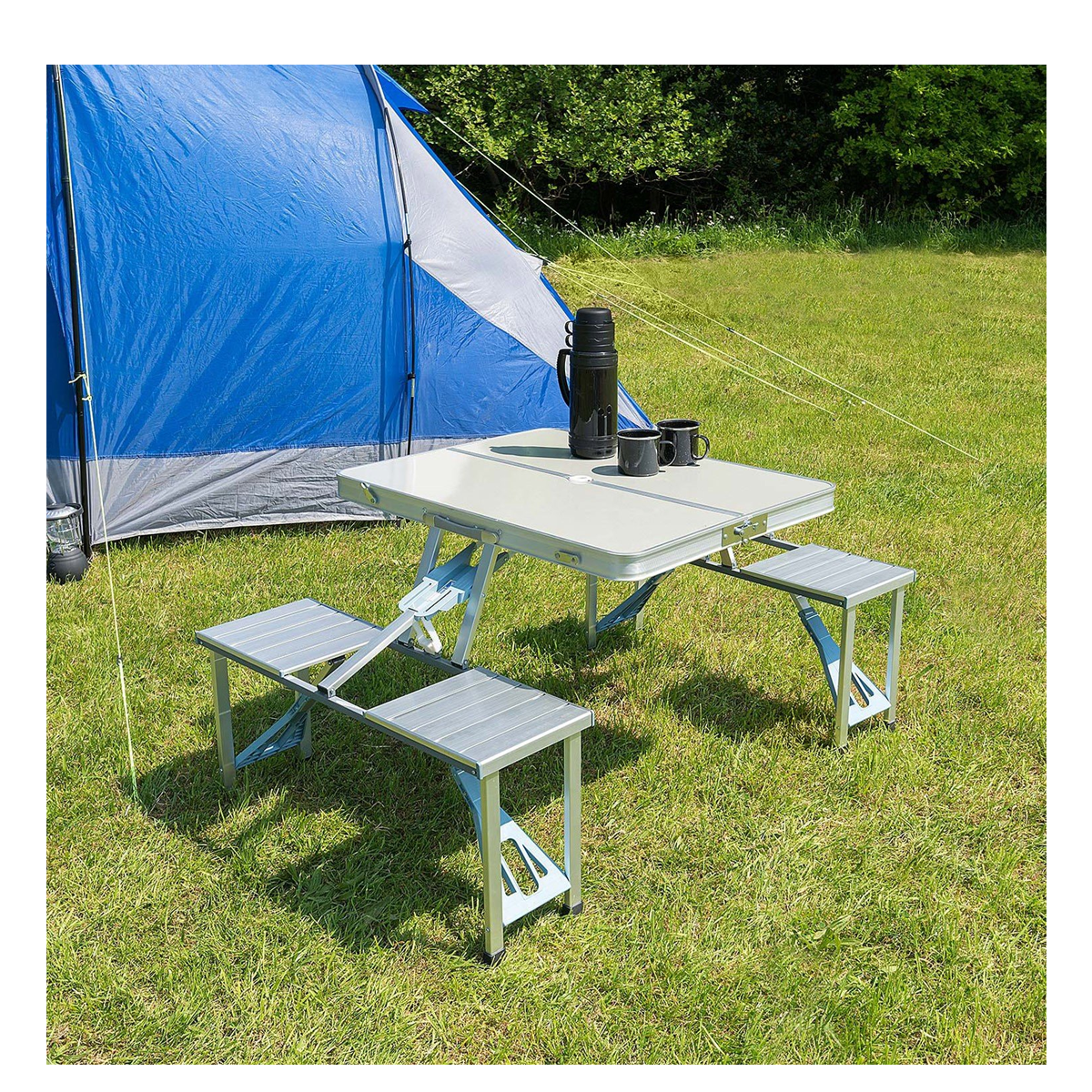 Aluminium Folding Portable Picnic Outdoor Camping Set Table & 4 Chairs BBQ Party - SquareDubai