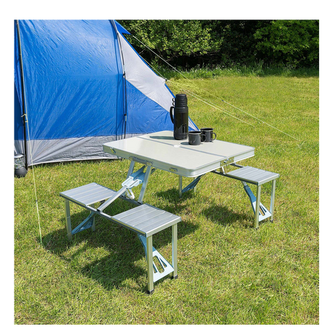 Aluminium Folding Portable Picnic Outdoor Camping Set Table & 4 Chairs BBQ Party - SquareDubai