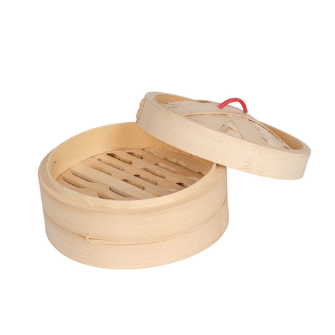 Olmecs Bamboo Steamer with Cover, 19cm, 2pcs - Natural